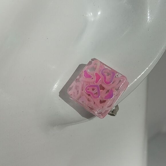 Hand Crafted Jewelry - 5/$25 CLEARANCE Pink hearts resin square stud earrings
